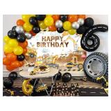 Avezano Construction Birthday Banner Excavator Crane Birthday Party Decorations for Boys Construction Bday Party Supplies Backdrop for Kids 6 x 3.6 ft