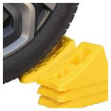 OranLite 4 Pack Premium Yellow Wheel Chocks, 14.4\" x 10.3\" x 8\" inch Portable Durable Wheel Chocks, Wheel Wedge, Wheel Stopper for Cars, Motorcycles, Travel Trailers (Yellow - 4Pack)