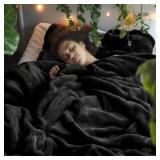 Bedsure GentleSoft Fleece Blankets Queen Size Black - Bed Blanket Soft Lightweight Plush Fuzzy Cozy Luxury Microfiber, 90x90 inches