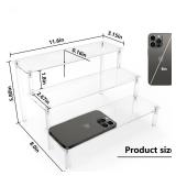 AZEAM 2 Packs Acrylic Display Risers,Clear Display Risers Stand Small Mini Shelf 3 Tiered Cupcake Stand for Food Desserts Stand Perfume Organizer Toys Collections Cosmetic Products Tabletop Use