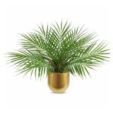Briful Fake Plant 15.7ââ Artificial Palm Plant in Gold Pot Real Touch Faux Tropical Palm Tree Houseplant for Home Indoor Living Room Tabletop Balcony Decorations