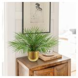 Briful Fake Plant 15.7ââ Artificial Palm Plant in Gold Pot Real Touch Faux Tropical Palm Tree Houseplant for Home Indoor Living Room Tabletop Balcony Decorations