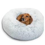 Best Friends by Sheri The Original Calming Donut Dog Bed â Washable Plush Pet Bed for Cats & Small Dogs up to 25 lbs, Shag Faux Fur, Frost Gray, Small (23\" x 23\")