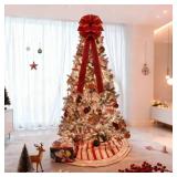 Red Velvet Christmas Tree Bows - Set of 3 Large 12x33 Inch Vintage Holiday Bows for Xmas Tree Decorations, Gift Wrapping, Garland, Party Decor for Indoor Outdoor Dilicoming