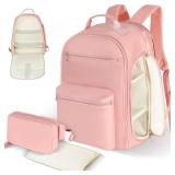 HOMIGLAM Expandable 34L Diaper Bag Backpack â Baby Travel Bag with Changing Pad, Waist Pack & Stroller Straps, Lightweight, Ergonomic & Gift-Ready for Moms