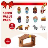 JOYIN 13 PCS Christmas Little Nativity Playset, Reenact Miniature Toys Nativity Set, Christmas Manger Scene for Kids, Present, Xmas Decorations