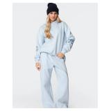 SHBECYDE Two Piece Outfits Bow Graphic Print Hoodie Sweatpants Set Oversized Sweatshirt and High Waist Sweatpants Tracksuit M