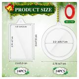 Vercraft 48 Pcs DIY Christmas Picture Frame Ornaments with Red Ribbon, Acrylic Xmas Tree Photo Frame Bulk, Hanging Photo Christmas Ornaments, Plastic Ornament Tree Decor (Round,Square)