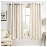 Mayfair Linen 3 Ply Natural Linen Curtains 63 Inch Length 2 Panel Set - Bedroom Living Room Curtains 63 Inches Long, Soft, Thick, Textured Window Drapes Semi Sheer Light Filtering Panels (Cream)