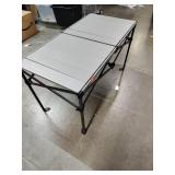 Portable Aluminum Roll-Top Camping Table *plastic pieces between slats broken but still works and holds when set up*