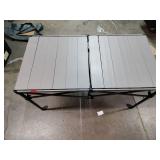 Portable Aluminum Roll-Top Camping Table *plastic pieces between slats broken but still works and holds when set up*