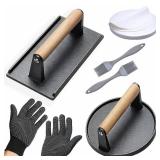 Smash Burger Press Kit 56 Pcs,7.9 Inch Cast iron hamburger smasher tool,Burger Smasher, Bacon Press,Burger Tool for Grill and Griddle Accessories,Barbecues and Tailgates