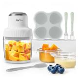 Baby Food Maker, HEYVALUE 13-in-1 Larger Baby Food Processor Set, Fruit, Vegatable, Meat, Puree Blender with Baby Containers, Food Freezer Tray, Silicone Spoons, Spatula,20 OZ(Gray)