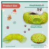 Christmas Cat Tunnel Bed Under Christmas Tree for Indoor Red and Green Dot Cats Xmas Cat Donut Tunnel Foldable Plush Peekaboo Cat Cave Toy for Small Cat Kitten (2.8 ft*2.8ft*10inch, Red and Green Dot)