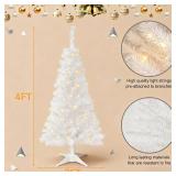 Juegoal 4 FT Pre-lit Artificial Christmas Tree, Lighted White Tinsel Pencil Pine Spruce Trees with 70 Warm White LED Lights, 8 Lighting Mode & Timer for Xmas Holiday Winter Home Party Decor