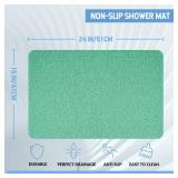 Hargiis Non-Slip Bathtub Mat, Anti Slip Shower Mat, Fast Drying Bathtub Mats, Foot Scrubber Mat, Anti Slip Mat for Tub, Floor, Bathroom, Kitchen, Home, Hotel (Light Green 24\"Ã16\")