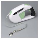 Retractable Dog Leash, Heavy Duty Leash, Non-Slip Rubber Grip with One Hand Brake (White Green) 2 pk