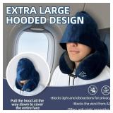 Travel Pillow with Extra Large Hood for Airplane Long Flights Privacy and Comfort Memory Foam with Velvet Cover for Road Trip Head&Neck Support for Plane Office Cars Sleeping & Rest (Navy Blue)