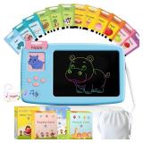 ZONSTVYS Talking Flash Cards for Toddlers: 2-in-1 LCD Writing Tablet Kids - Montessori Language Learning with 510 Words - Autism & Speech Therapy Toys for Children Gifts, Blue