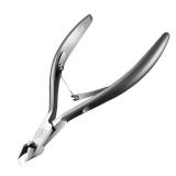 Cuticle Trimmer 3/4 Jaw Extremely Sharp Cuticle Nippers Scissors Stainless Steel Clippers Cutter Remover Pedicure Manicure Nail Tool, opove X7, Space Gray