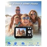 YEEIN Underwater Camera 4K 48MP Autofocus Selfie Dual Screen Waterproof Camera with Floating Strap and 32GB Card, 17FT Compact Waterproof Digital Camera, Fill Light Underwater Camera for Snorkeling