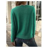 Womens Sweaters 2026 Dark Green Spring V Neck Cozy Sexy Long Sleeve Pullover Fitted Soft Winter Knit Sweater Tops M