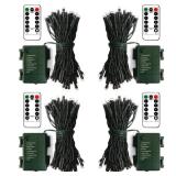 ZAIYW 4 Pack String Lights Battery Operated, Total 66Ft 200 LED Christmas Lights with Remote Timer 8 Modes Fairy String Lights Dark Green Wire for Garland Patio Garden Xmas Tree Decor (Cool White)