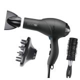 Infiniti PRO CONAIR Hair Dryer with Diffuser, Professional AC Motor, Tourmaline Ceramic Technology Blow Dryer, Includes Concentrator and Blowout Brush, Amazon Exclusive, Gray