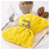 MLMC 10 Pack Cheesecloth Napkins Washable Cloth Napkins 21\"x21\" Boho Reusable Table Napkins in Bulk for Back to School Bridal Baby Shower Events Table Decor Yellow