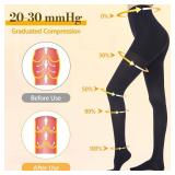 Myshear Medical Compression Pantyhose for Women Men, 20-30 mmHg Graduated Compression Tights, Closed Toe Compression Stockings, Support Hose, High Waist Compression Leggings for Varicose Veins, Edema