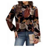 Fall Outfits for Women 2025 Long Sleeve Shirts Blouses Work Business Casual Tops for Teachers Outfits Early Fall Clothes Fashion Clothing Trendy Ladies Tunic Boho Tops Floral Print S