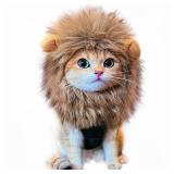 RosyLife Lion Mane Wig for Cat Costume Pet Adjustable Washable Comfortable Fancy Lion Hair Cat Clothes Dress for Halloween Christmas Easter Festival Party Activity (Brown)