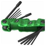 11-Piece Large Folding Torx Key Set (T9âT55), Heavy Duty Folding Star Wrench Set, Portable Compact Tool for Archery, Bike Repair, Furniture, and Basic Home Maintenance(Green)