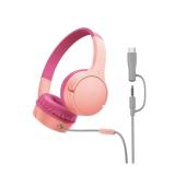 Belkin SoundForm Mini Kids Wired Headphones w/USB C to 3.5mm Dongle, Built-in Mic & Fun Stickers, 85dB Max Volume â for Online Learning, Travel, Compatible w/iPhone 16, iPad, Galaxy S25, etc - Pi
