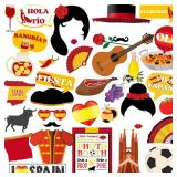Spain Photo Booth Props, 37pcs Spanish Photo Booth Props, Htabiol Spanish Party Decorations, Spain Decorations for Birthday, Suit for Flamenco Party, Flamenco Theme Birthday, Fiesta EspaÃ±a