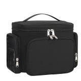 Bagmoly Large Makeup Bag, Travel Toiletry Bag for Women, Lightweight Cosmetic Makeup Bag Organizer with Handle and Clear Side Pockets for Traveling, Accessories, Essentials, Toiletries, Black