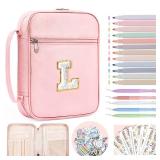 WOBAGMEN Bible Cover for Women,Pink PU Leather Personalized Bible Case with Bible Study Supplies,Including Tabs and Highlighter Set, Faith Chiristain Gift for Women Girls(Pink, L)