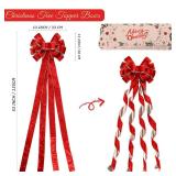 LIZLOVESS Red Christmas Tree Topper Bows 13 x 53 Large Red and Gold Velvet Christmas Decorative Bows with Long Streamers for Wreaths Door Staircase Ornaments Holiday Crafts Home Decor