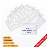 Clear Adhesive 4\" x 6\" Index Card Pockets with Top Open for Loading, 50 Pack, Plastic Labels Holders for Storage Bins and Library Card, Organizing and Protecting Your Index Cards or Photos