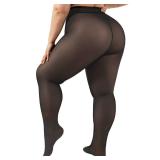 Justay 1 Pair Plus Size Fleece Lined Tights Women Winter Warm Thick Pantyhose Fake Translucent Thermal Leggings for Gifts