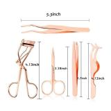 Arroyner 5 Pieces Eyelash Applicator Tool False Eyelashes Applicator Eyebrow Curler Eyebrow Scissors (Rose Golden)