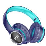 FFZ Kids Bluetooth Headphones, Wireless for School, Built-in Mic, LED Lights, Foldable for Ipad/Tablet/Car/Airplane (Navy Blue)