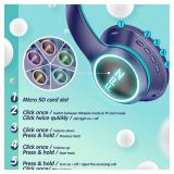 FFZ Kids Bluetooth Headphones, Wireless for School, Built-in Mic, LED Lights, Foldable for Ipad/Tablet/Car/Airplane (Navy Blue)