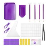 FJCTER 45PCs DIY Diamond Painting Tools and Accessories Kit for Kids Adults, Complete Diamond Art Tools with Diamond Art Pens Tweezers Glue Diamond Correction, Diamond Painting Accessories
