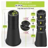 4 Pack Bed Risers 12 or 6 inch Heavy Duty, Adjustable Furniture Risers Lift Height 11.4\",9.6\", 7.8\", 6\" For Table Desk Couch Chair Sofa Cabinet Bed Frame Dorm, Round Stackable Table Leg Risers, Bl