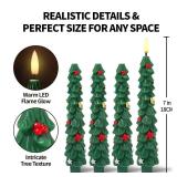 AFEIOFT Flameless LED Christmas Tree Candles, 4 Pack â Battery Operated Holiday Decor with Realistic Tree Texture, Warm Flickering Light, Safe for Kids & Pets, Tabletop & Mantel Decorations