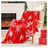 BEDELITE Christmas Throw Blanketâ Cozy Holiday Blanket with Red Snowflake Design, Soft Lightweight Fleece Christmas Blanket for Couch & Bed, Festive Home DÃ©cor & Gift, 50\"x60\"