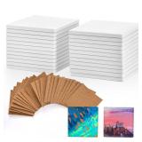 COYMOS 24 Pcs Ceramic Tiles for Crafts Ceramic Coasters for Crafts Blank White Unglazed Ceramic Tile for Painting, Alcohol Ink, Acrylic Pouring - DIY Coaster - Cork Backing Pads Included (4x4 inch)
