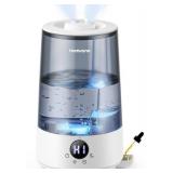 Homvana Humidifiers for Bedroom Home, 3.6 L Cool Mist Top-Fill 34H Super Long Time, Quiet 23dB, Baby Humidifier, Oil Diffuser for Large Room, House, Plant, Nursery, Office, BPA FREE, Ultrasonic (Grey)
