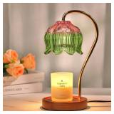 Funistree Glass Candle Warmer Lamp with Timer, Electric Candle Warmer Lamp, Graduation Birthday Gifts for Women Girls, Flower Candle Light Warmer Gifts, Aromatic Candle Warmer for Vintage Home Decor